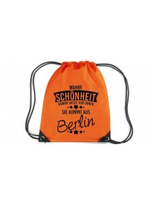 Premium Gymsack Wahre Schönheit kommt aus Berlin, orange
