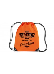 Premium Gymsack Wahre Schönheit kommt aus Potsdam, orange