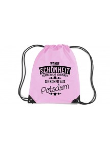 Premium Gymsack Wahre Schönheit kommt aus Potsdam, rosa