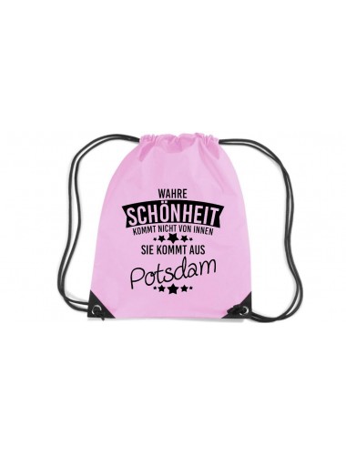 Premium Gymsack Wahre Schönheit kommt aus Potsdam, rosa