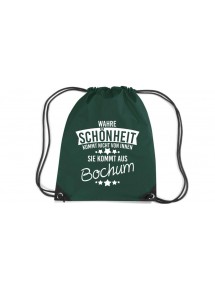 Premium Gymsack Wahre Schönheit kommt aus Bochum, bottlegreen