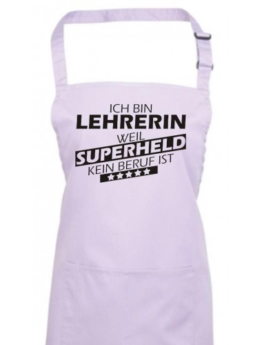 Kochschürze, Ich bin Lehrerin, weil Superheld kein Beruf ist, Farbe lilac