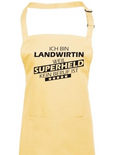 Kochschürze, Ich bin Landwirtin, weil Superheld kein Beruf ist, Farbe lemon