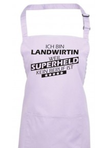 Kochschürze, Ich bin Landwirtin, weil Superheld kein Beruf ist, Farbe lilac