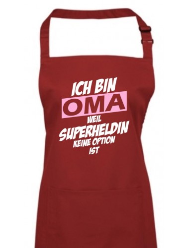 Kochschürze Ich bin Oma weil Superheldin keine Option ist, burgundy