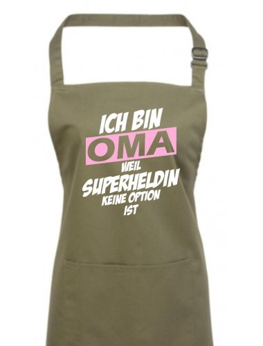 Kochschürze Ich bin Oma weil Superheldin keine Option ist, olive