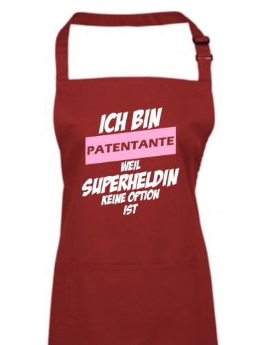 Kochschürze Ich bin Patentante weil Superheldin keine Option ist, burgundy