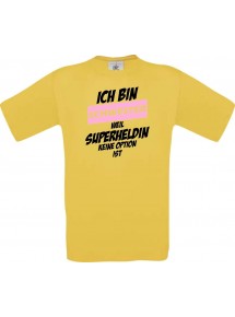 Kinder-Shirt Ich bin Schwester weil Superheldin keine Option ist, Farbe gelb, 104