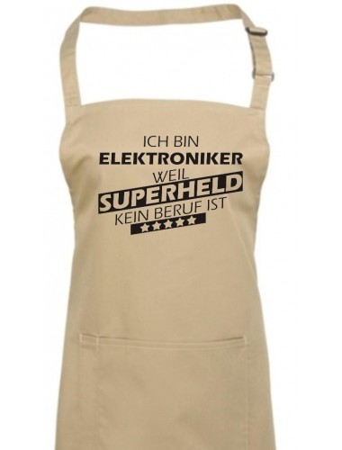 Kochschürze, Ich bin Elektroniker, weil Superheld kein Beruf ist, Farbe khaki