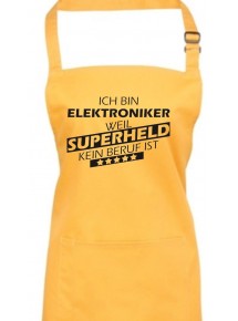 Kochschürze, Ich bin Elektroniker, weil Superheld kein Beruf ist, Farbe sunflower
