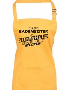 Kochschürze, Ich bin Bademeister, weil Superheld kein Beruf ist, Farbe sunflower