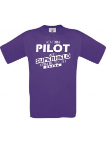 Männer-Shirt Ich bin Pilot, weil Superheld kein Beruf ist, lila, Größe L