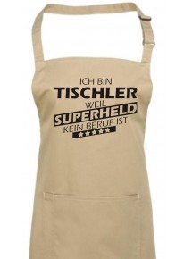Kochschürze, Ich bin Tischler, weil Superheld kein Beruf ist, Farbe khaki