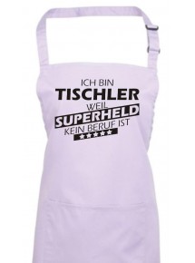 Kochschürze, Ich bin Tischler, weil Superheld kein Beruf ist, Farbe lilac