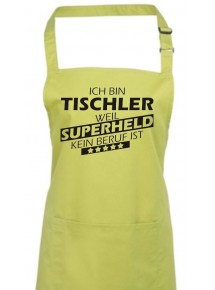 Kochschürze, Ich bin Tischler, weil Superheld kein Beruf ist, Farbe lime