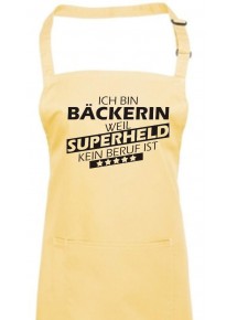 Kochschürze, Ich bin Bäckerin, weil Superheld kein Beruf ist, Farbe lemon