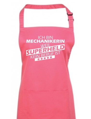 Kochschürze, Ich bin Mechanikerin, weil Superheld kein Beruf ist, Farbe fuchsia