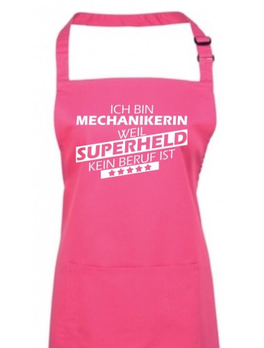 Kochschürze, Ich bin Mechanikerin, weil Superheld kein Beruf ist, Farbe hotpink