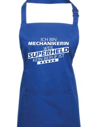 Kochschürze, Ich bin Mechanikerin, weil Superheld kein Beruf ist, Farbe royal