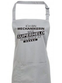Kochschürze, Ich bin Mechanikerin, weil Superheld kein Beruf ist, Farbe silver