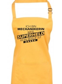 Kochschürze, Ich bin Mechanikerin, weil Superheld kein Beruf ist, Farbe sunflower