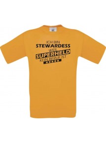 Männer-Shirt Ich bin Stewardess, weil Superheld kein Beruf ist, orange, Größe L