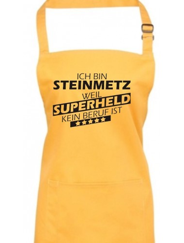 Kochschürze, Ich bin Steinmetz, weil Superheld kein Beruf ist, Farbe sunflower