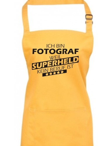Kochschürze, Ich bin Fotograf, weil Superheld kein Beruf ist, Farbe sunflower