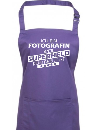 Kochschürze, Ich bin Fotografin, weil Superheld kein Beruf ist, Farbe purple