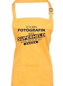 Kochschürze, Ich bin Fotografin, weil Superheld kein Beruf ist, Farbe sunflower