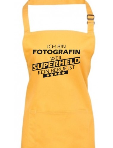 Kochschürze, Ich bin Fotografin, weil Superheld kein Beruf ist, Farbe sunflower