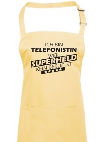 Kochschürze, Ich bin Telefonistin, weil Superheld kein Beruf ist, Farbe lemon