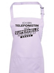 Kochschürze, Ich bin Telefonistin, weil Superheld kein Beruf ist, Farbe lilac