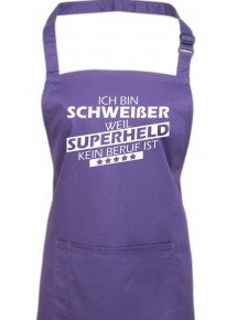Kochschürze, Ich bin Schweißer, weil Superheld kein Beruf ist, Farbe purple