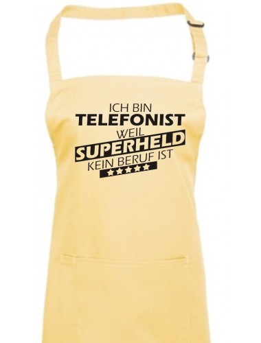 Kochschürze, Ich bin Telefonist, weil Superheld kein Beruf ist, Farbe lemon