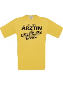 Männer-Shirt Ich bin Ärztin, weil Superheld kein Beruf ist, gelb, Größe L