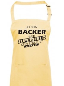 Kochschürze, Ich bin Bäcker, weil Superheld kein Beruf ist, Farbe lemon
