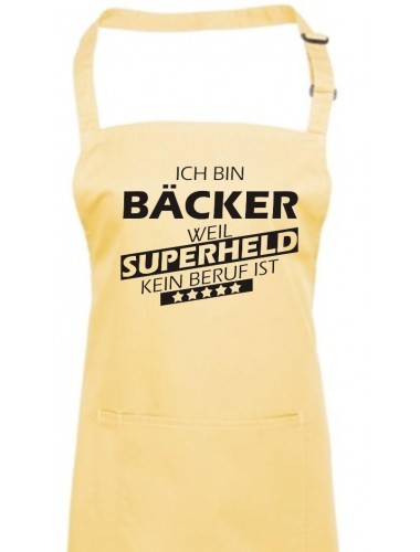 Kochschürze, Ich bin Bäcker, weil Superheld kein Beruf ist, Farbe lemon