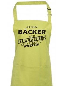Kochschürze, Ich bin Bäcker, weil Superheld kein Beruf ist, Farbe lime