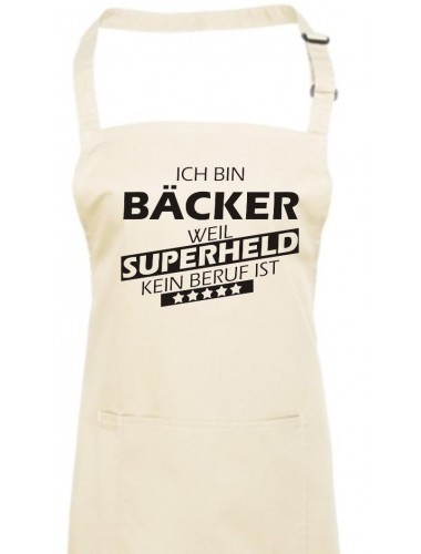 Kochschürze, Ich bin Bäcker, weil Superheld kein Beruf ist, Farbe natur
