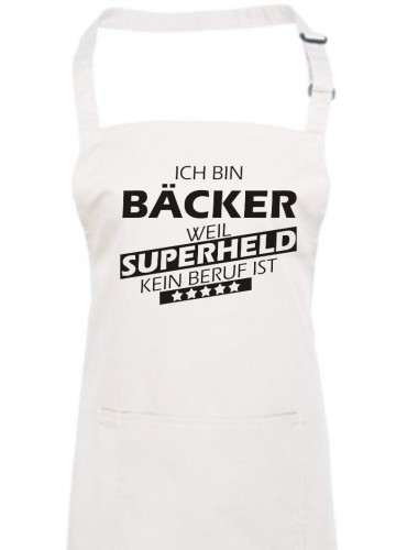 Kochschürze, Ich bin Bäcker, weil Superheld kein Beruf ist, Farbe weiss