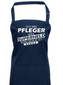 Kochschürze, Ich bin Pfleger, weil Superheld kein Beruf ist, Farbe navy