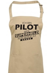 Kochschürze, Ich bin Pilot, weil Superheld kein Beruf ist, Farbe khaki