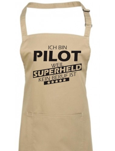 Kochschürze, Ich bin Pilot, weil Superheld kein Beruf ist, Farbe khaki