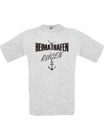 Männer-Shirt Heimathafen Rügen  kult, ash, Größe L