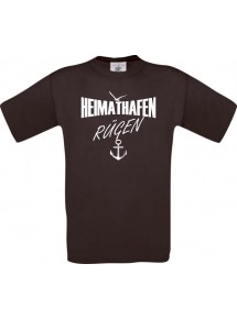 Männer-Shirt Heimathafen Rügen  kult, braun, Größe L
