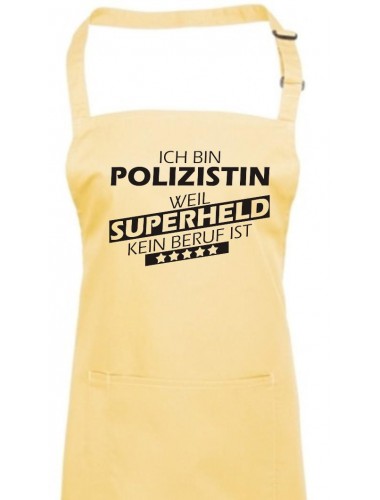 Kochschürze, Ich bin Polizistin, weil Superheld kein Beruf ist, Farbe lemon