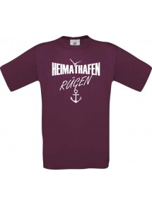 Männer-Shirt Heimathafen Rügen  kult, burgundy, Größe L