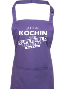Kochschürze, Ich bin Köchin, weil Superheld kein Beruf ist, Farbe purple