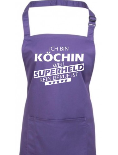 Kochschürze, Ich bin Köchin, weil Superheld kein Beruf ist, Farbe purple